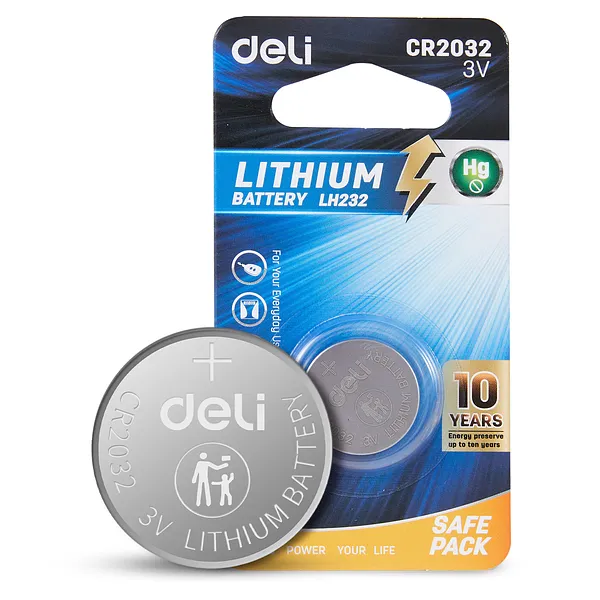 Pila Batería Botón CR2032 de 3V Deli LH232 para Motherboards y Electrónicos
