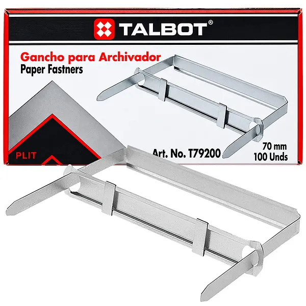 Ganchos Metálicos Talbot 70 mm para Folders, 100 pcs